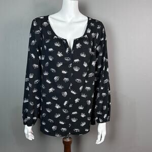 Thakoon for Design Nation top women's XL peasant royal crown punk black